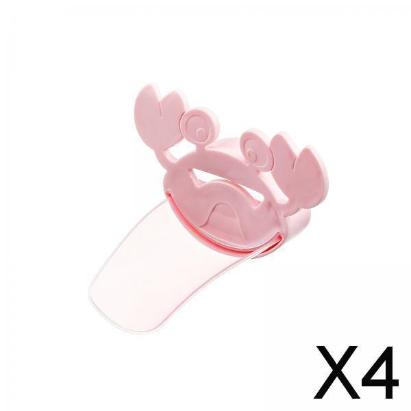 4xSilicone Kids Sink Extender Children Faucet Extension for Basin Bathroom Tub Pink and Clear