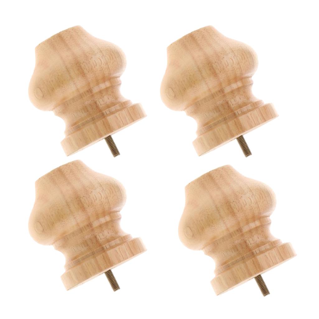 4 Pieces Wood Furniture Legs Sofa /Couch/Lounge/Chair/Bed Leg Feet 3# Raw