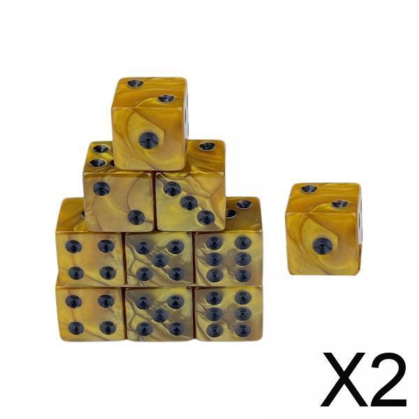 2x10x 6 Sided Dices Set Entertainment Toys 16mm Dices for Table Game Card Game Yellow