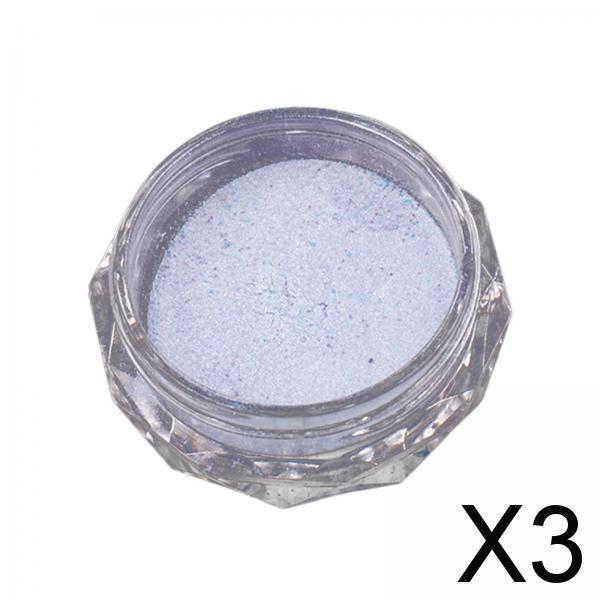 3xChrome Nail Powder Iridescent Pearlescent Mirror Effect for Professionals Deep Purple