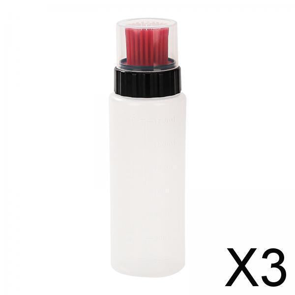3xOil Dispenser Container with Brush Squeeze Bottles for Frying Kitchen Baking Red 175ml