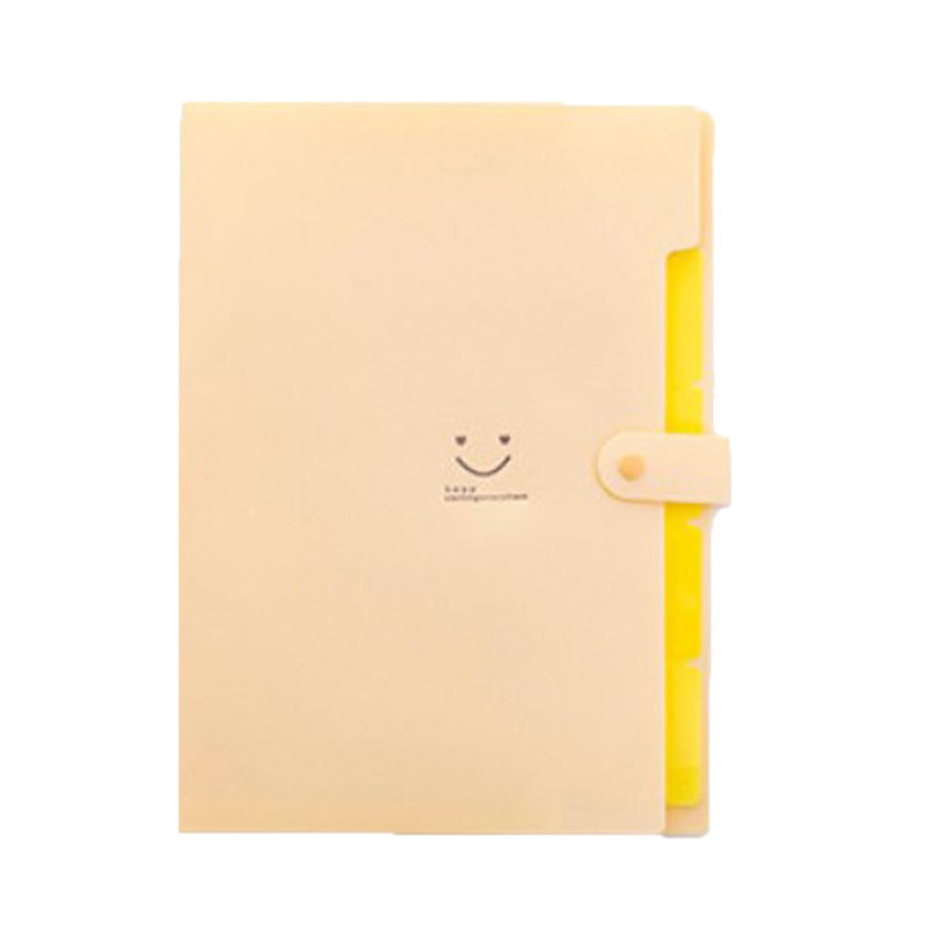 Smile Face Document Bag A4 Expanding File Folder Wallet Bill Folders Yellow