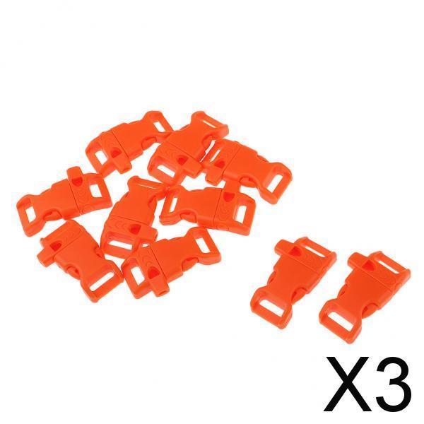 3x10 PCS Emergency Whistle Buckle for Outdoor Camping Paracord Bracelet Orange