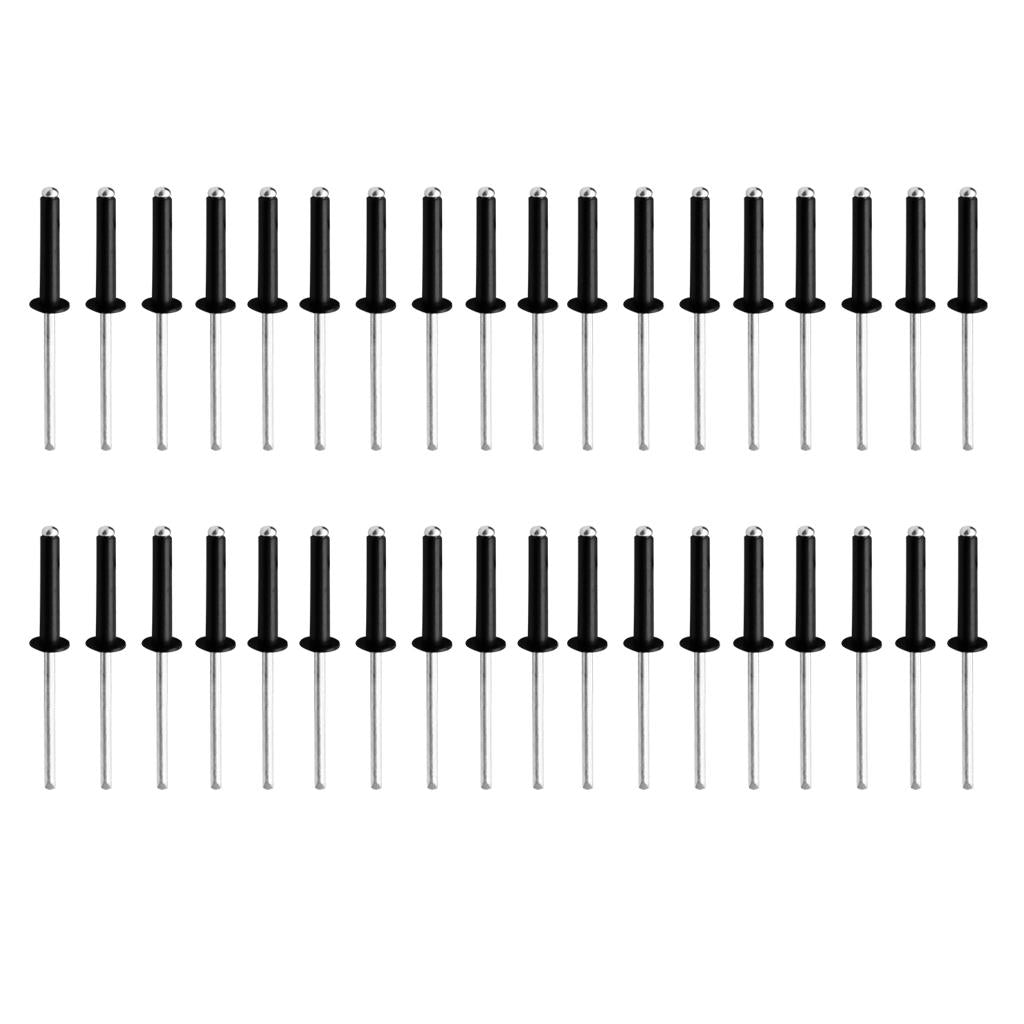 Aluminum Pop Rivets Blind Rivets Dome Head Open End Black M3.2 x 16 (36 Pack)
