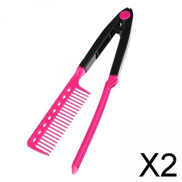 2xV Type Hair Straightening Comb Fashion Portable with A Firm Grip for Knotty Hair