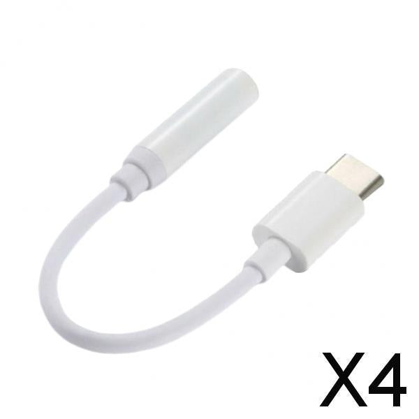 4xUSB 3.1 Type C Male to 3.5mm AUX Female Earphone Audio Adapter Cable White