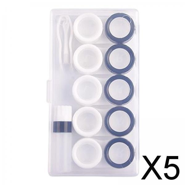 5x5 Pairs Contact Lens Storage Case Organizer L R Caps for Girls Black White