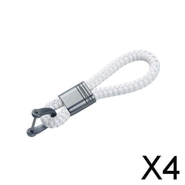 4xBraided Rope Key Chain Wristlet Bracelet Keychain Lanyard Car Key Chain White