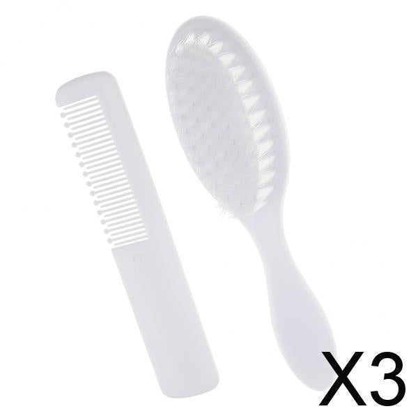 3x2PCS Safety Soft Baby Hair Brush Set Infant Comb Grooming Shower Design Kit