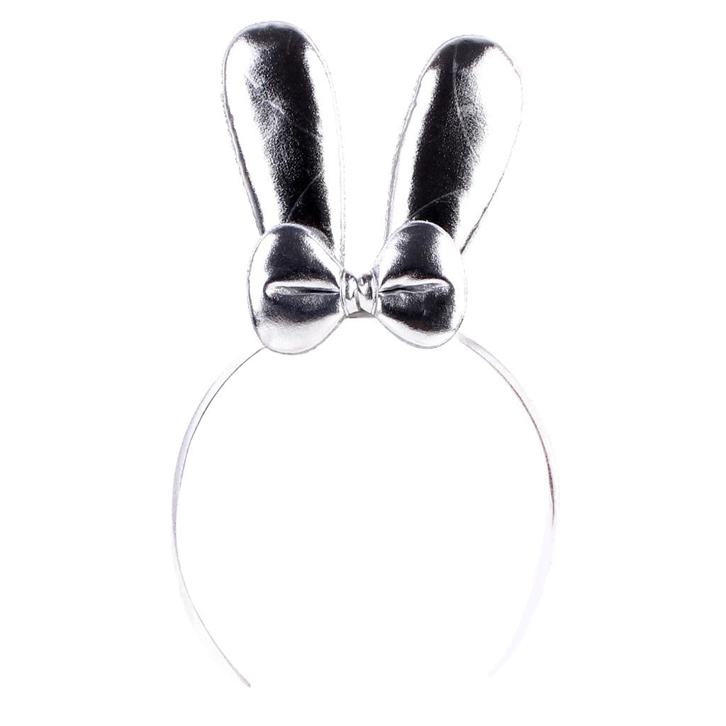 Baby Hair Accessories Rabbit Ear Bowknot Elastic Hairband Headwear Silver