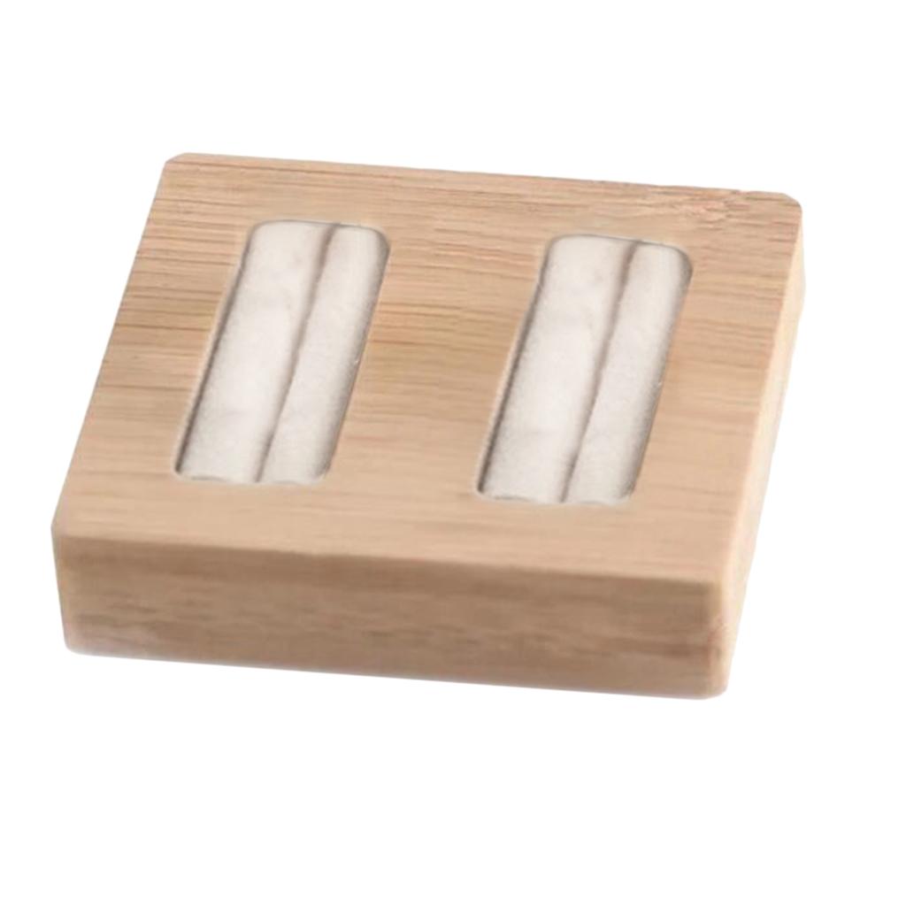 Wooden Earrings Rings Jewelry Display Tray Organizer Holder 2 Slots White