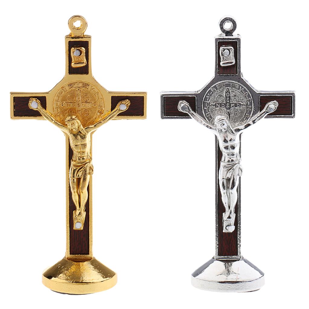 2PCS Crucifix Jesus Christ Cross Statue Figurine for Car Home Chapel Decor