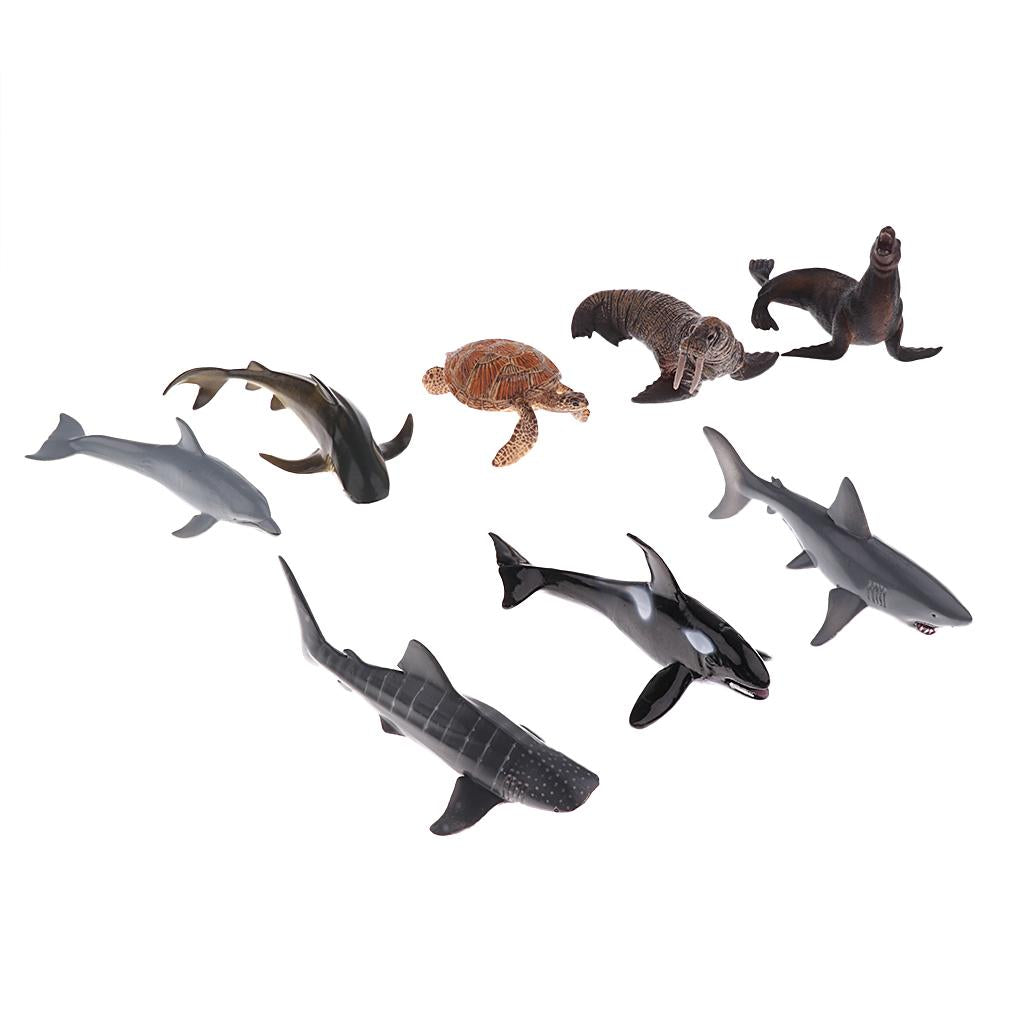 8Pcs/set Plastic Ocean Animals Figure Sea Creatures Model Kid Toy Turtle Whale