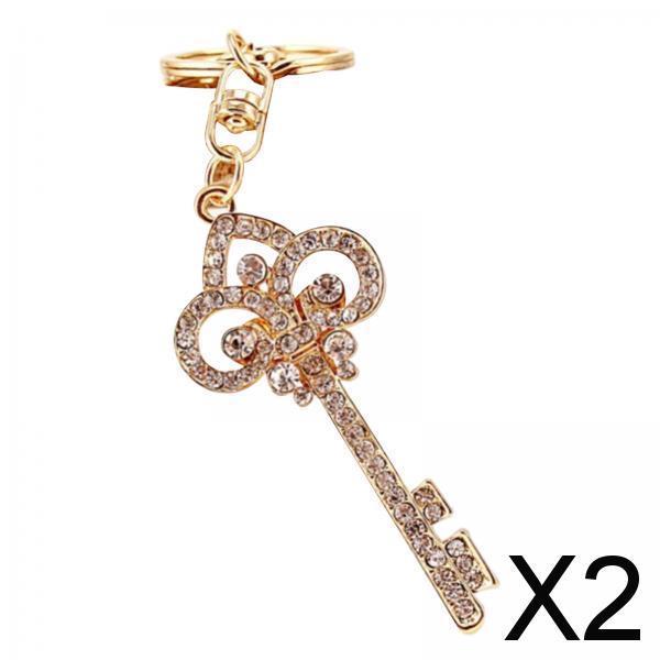 2xKey Rhinestone Keychain Sparkling Accessories Glitter Bag Pendant for Wallet