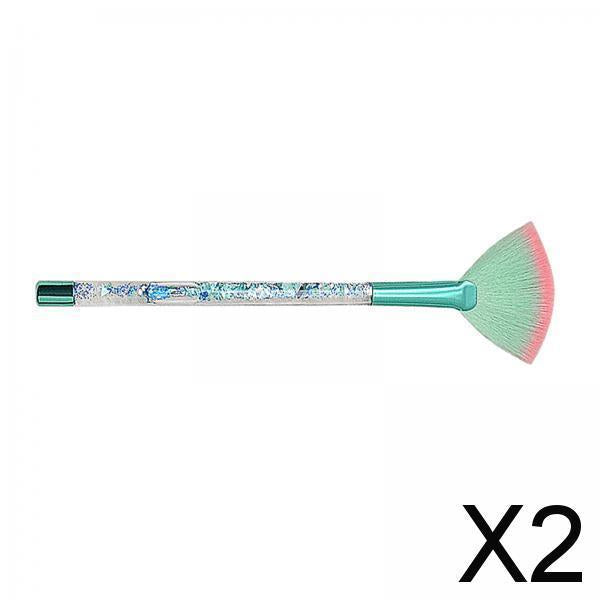 2xFan Makeup Brush Durable Makeup Loose Powder Brush for Women Girlfriend Lady Green