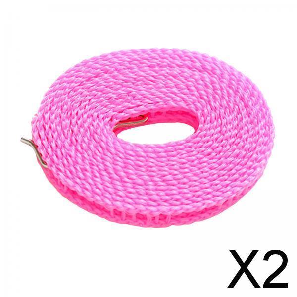 2xClothesline Stretchy Portable Laundry Cord for Garden Camping Accessories RV pink 1000cm