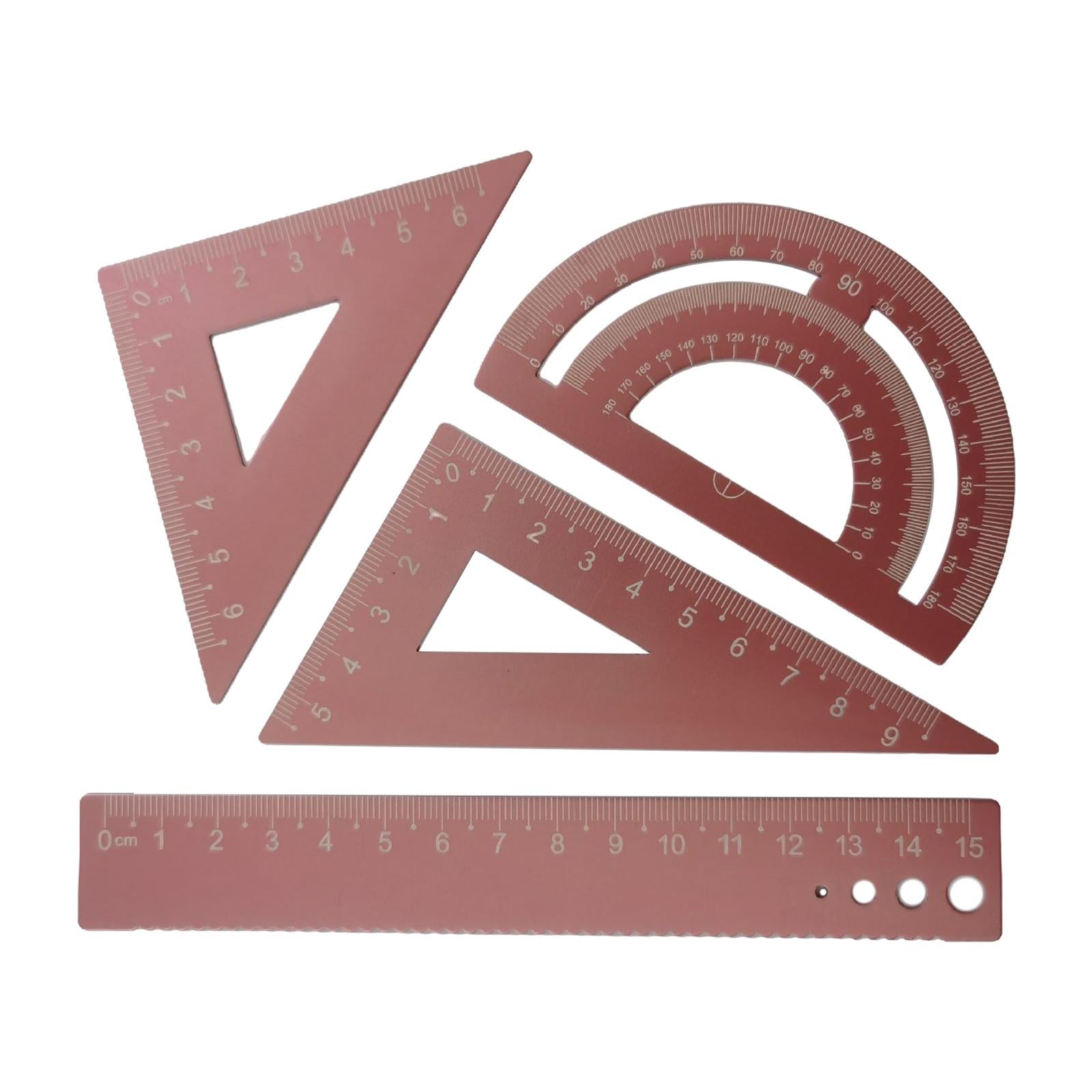 Math Geometry Kit Compass Set Triangle Right Angle Ruler Ruler for Drawing pink