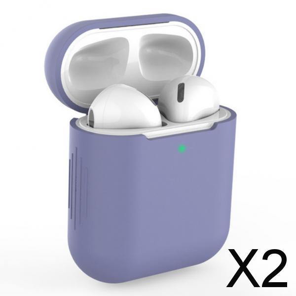 2xEarphones Protective Cover for Airpods Wireless Earphone Case Lavender