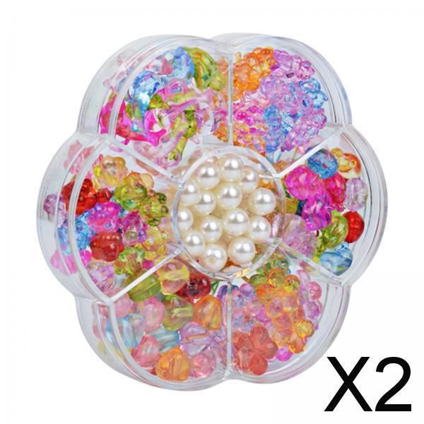 2xHandmade Bead Set Loose Spacer Beads for Necklace Jewelry Making Girl Toy Clear Color