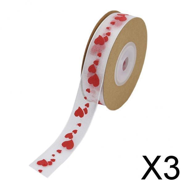 3x3 Styles Satin Sheer Ribbon Love Heart Wedding Decoration DIY Craft White 2