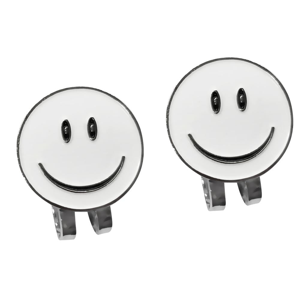 2 Pieces White Smile Face Golf Ball Marker with Magnetic Hat Clip Golf Gift