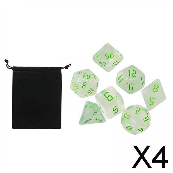 4x7x Polyhedral Dices Table Game Dices for Holiday Party Supplies Role Playing Green