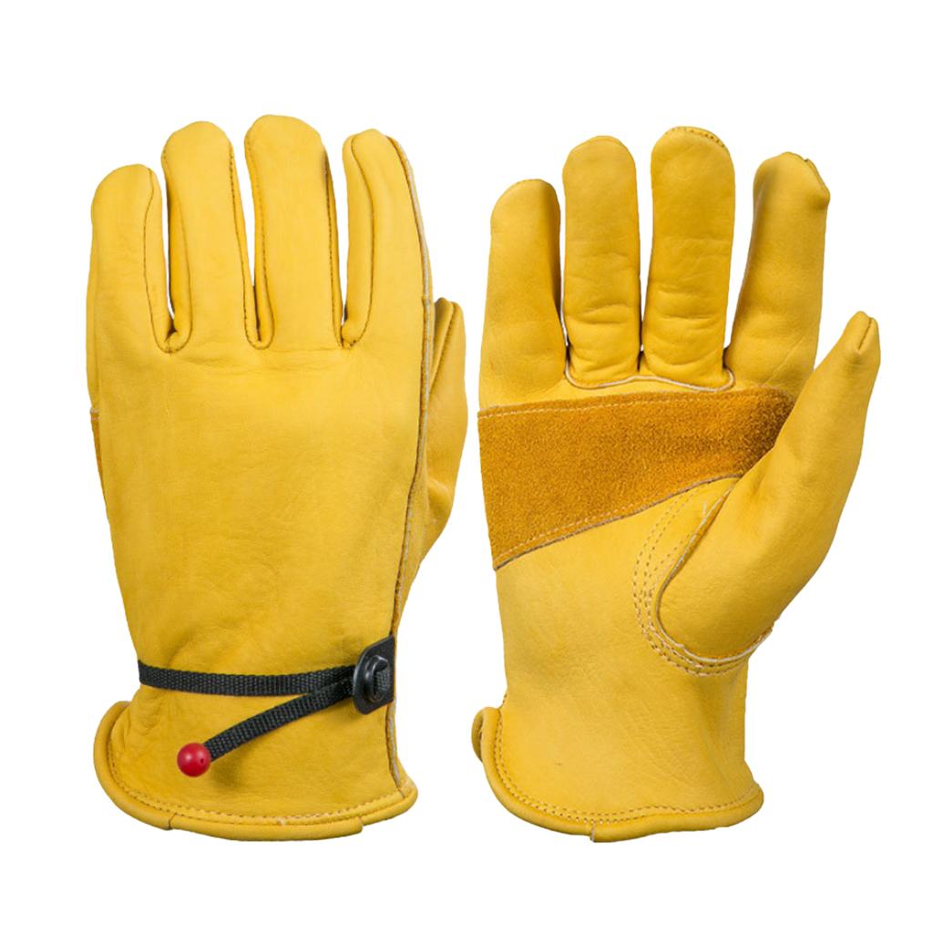 Cowhide Work Gloves Motorcycle DIY Yardwork Construction L