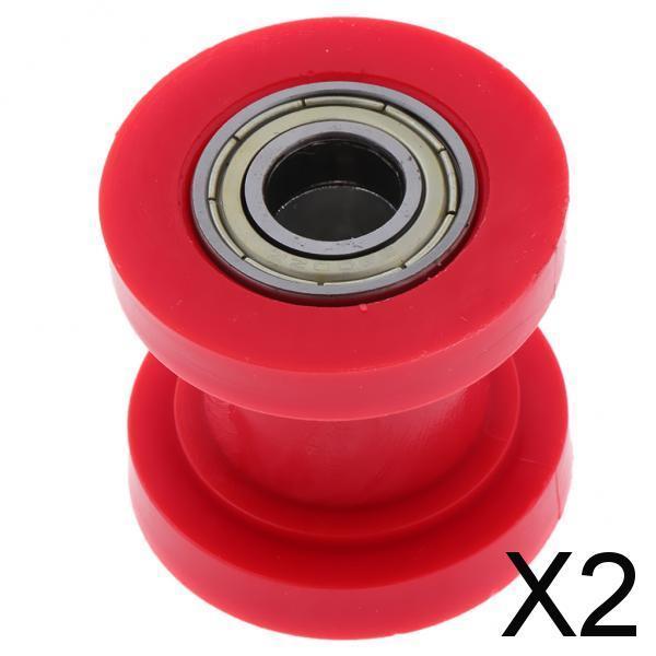 2xMotorcycle 10mm Chain Roller Pulley Tensioner Wheel Guide for Cars Red