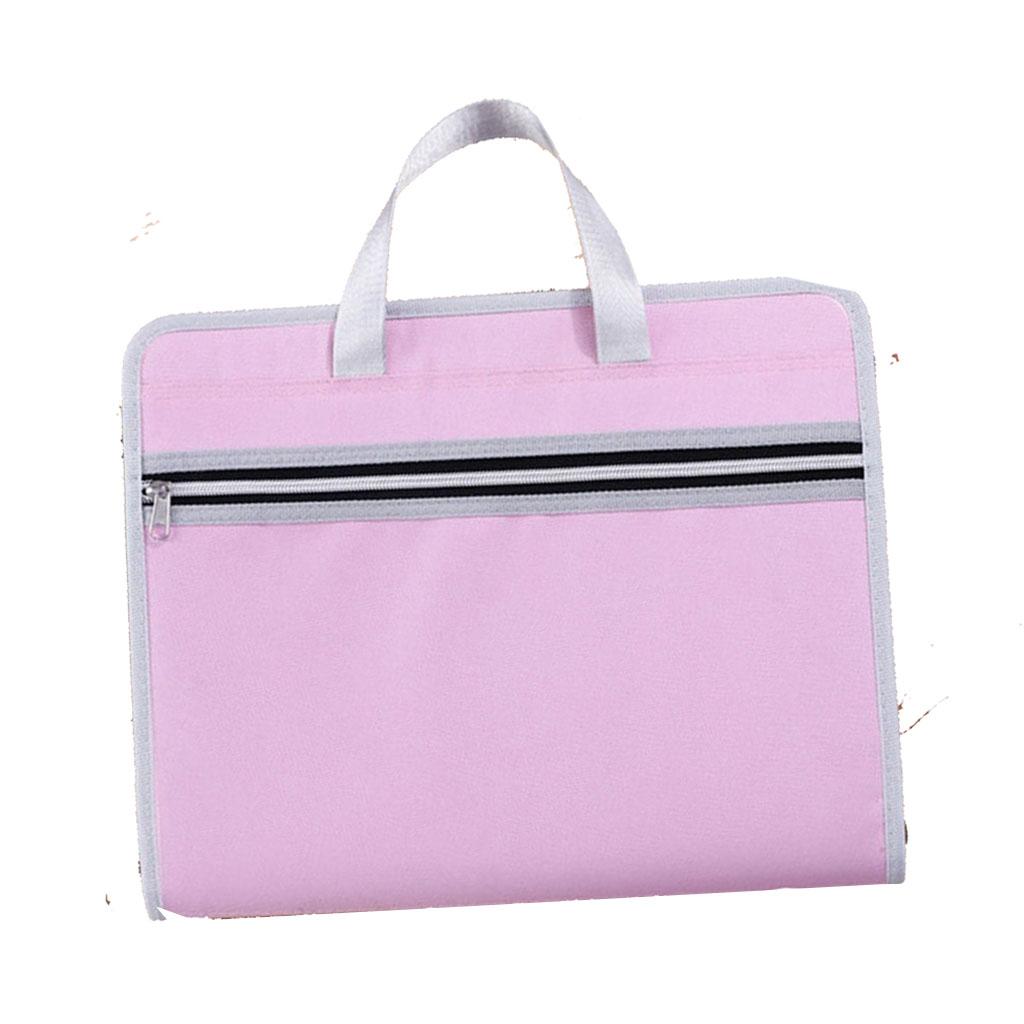 13 Pockets File Folder Document Bag with A4 Size Portable Organizer Pink