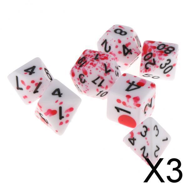 3x7/Set Plastic Polyhedral Dice Set for D&D Dungeons and Dragons Game Toy Style 2