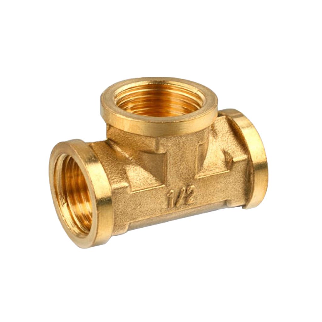 1/2'' // 3 Way Brass Female Tee Fitting Pipe Connector T-Junction - Thickened Wall - High and Low Temperature Resistant