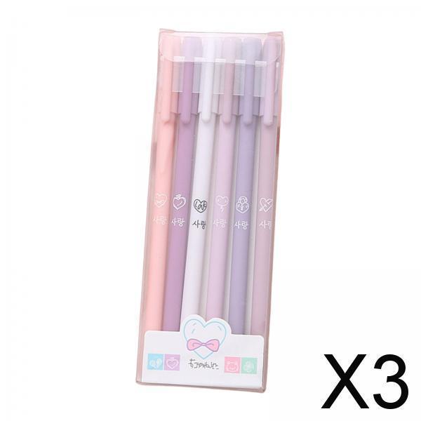 3x6 Pieces Gel Ink Pens Journal Pen Smooth Writing Pens Student 0.5mm Fine Purple