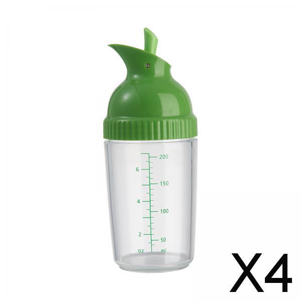 4xSalad Dressing Shaker 200ml Clear Leakproof Salad Shaker Dispenser Household Green