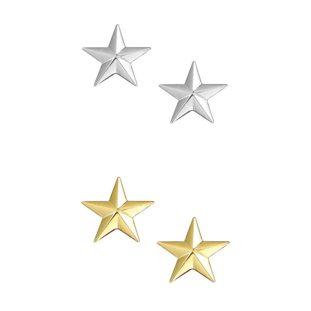 2 Pairs Star Brooch Pins Badge Suit Cloth Clip Shirt Lapel Pin Collar Pin