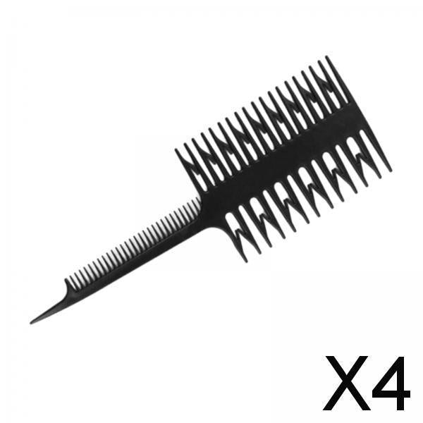 4xBlack Hair Dyeing Comb Styling Hair Comb for Highlighting Hair Coloring Home