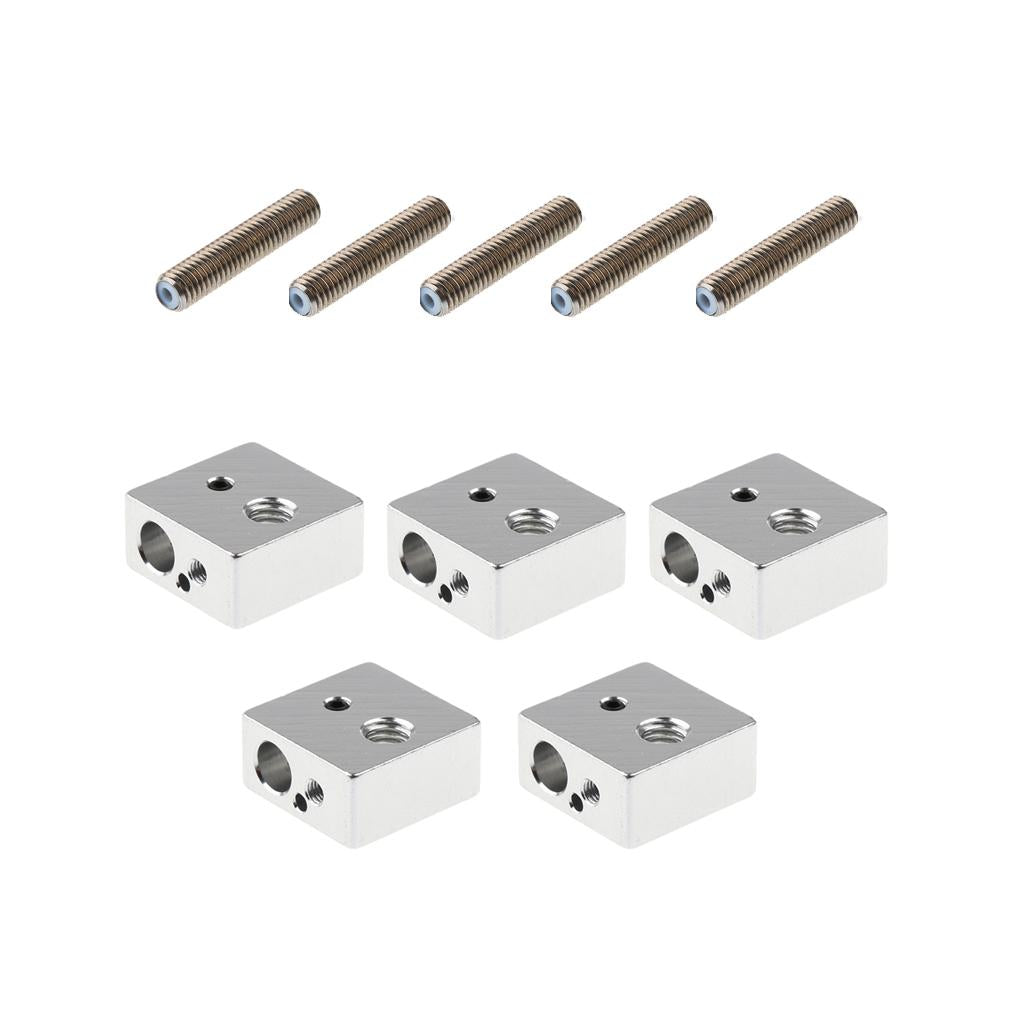 5x M6 Aluminum Heater Block +5xNozzle Throat for Makerbot MK7 MK8 3D Printer