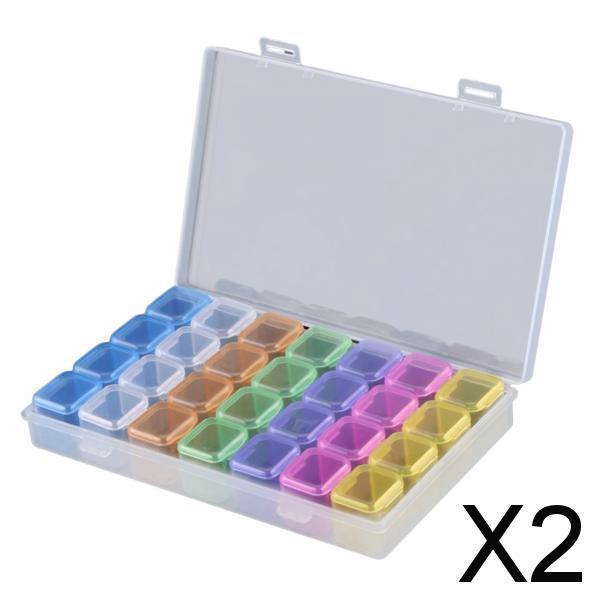 2x28 Grids Organizer Box Manicure Tool for Nail Art Jewelry Making Small Parts colorful