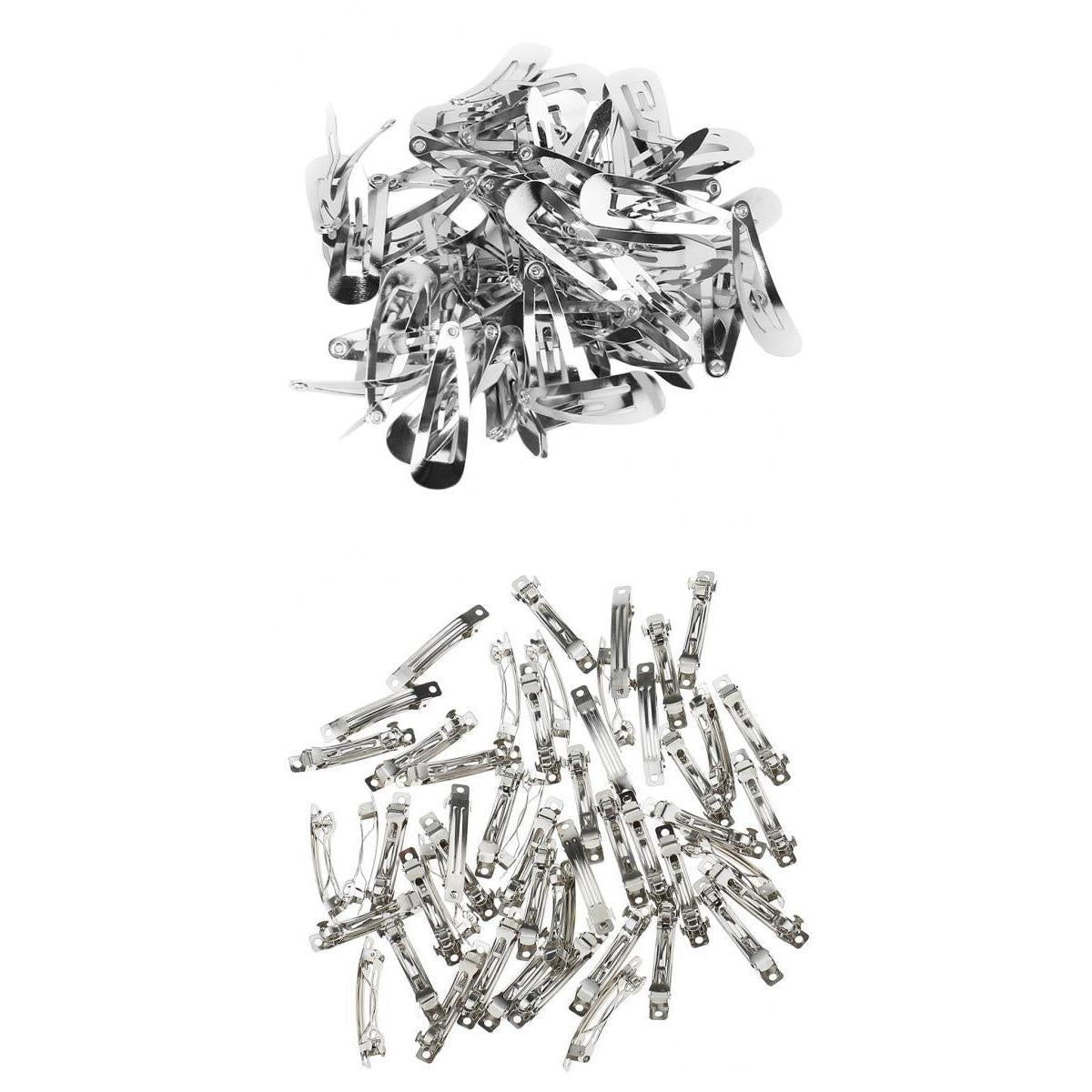 100 Pieces Drop Snap Hair Clips French Barrette DIY Hair Accessories