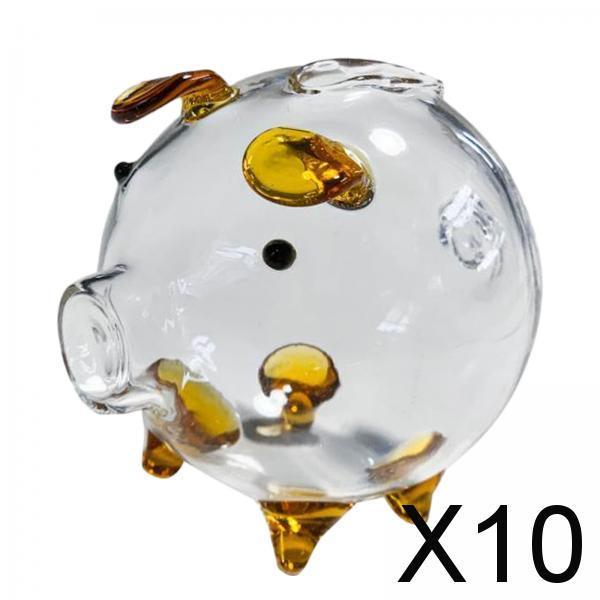 10xClear Glass Pig Piggy Bank Novelty Transparent Pig Piggy Bank Festival Gifts
