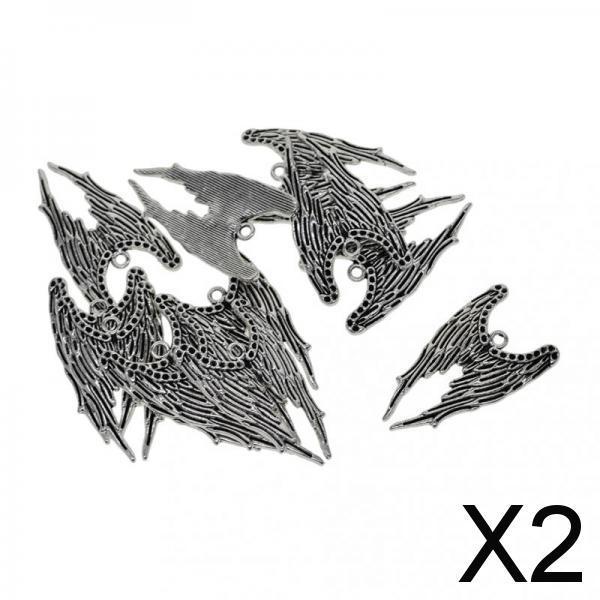 2x10pcs Tibetan Silver Large Angel Wing Charms Pendants Bookmark 38x22mm