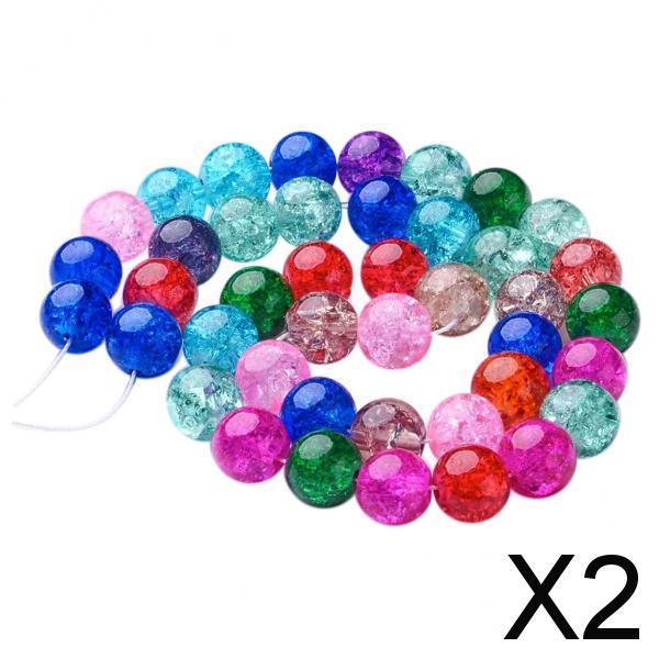2x10mm Glass Crackle Beads Round Glass Beads for DIY Jewelry Making