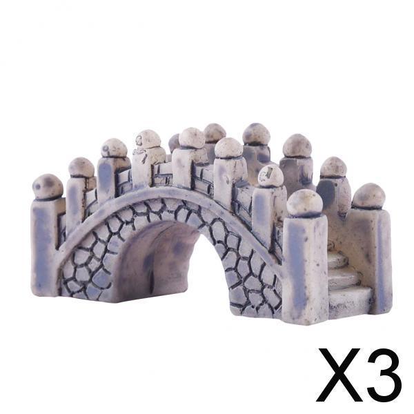 3xResin Bridge Figurine Fairy Garden Miniatures DIY Micro Landscape Decoration