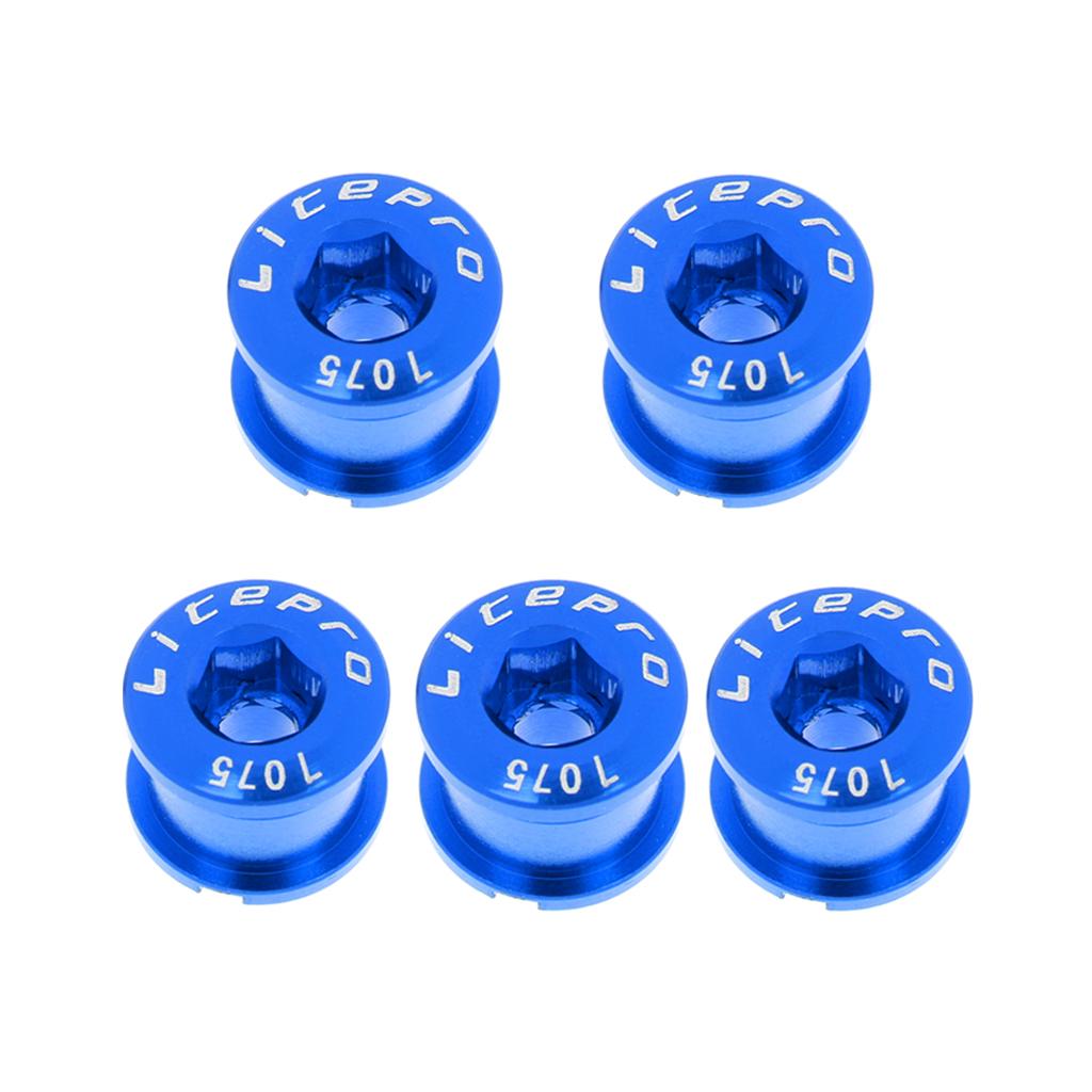 5Pcs Bike Chainwheel Bolt Bicycle Single Chain Wheel Crank Arm Screw Blue