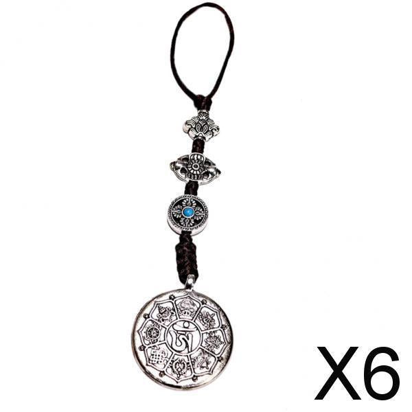 6xTibetan Shamans Buddhism Copper Mirror Amulet Pendant Necklace Hanging 43mm