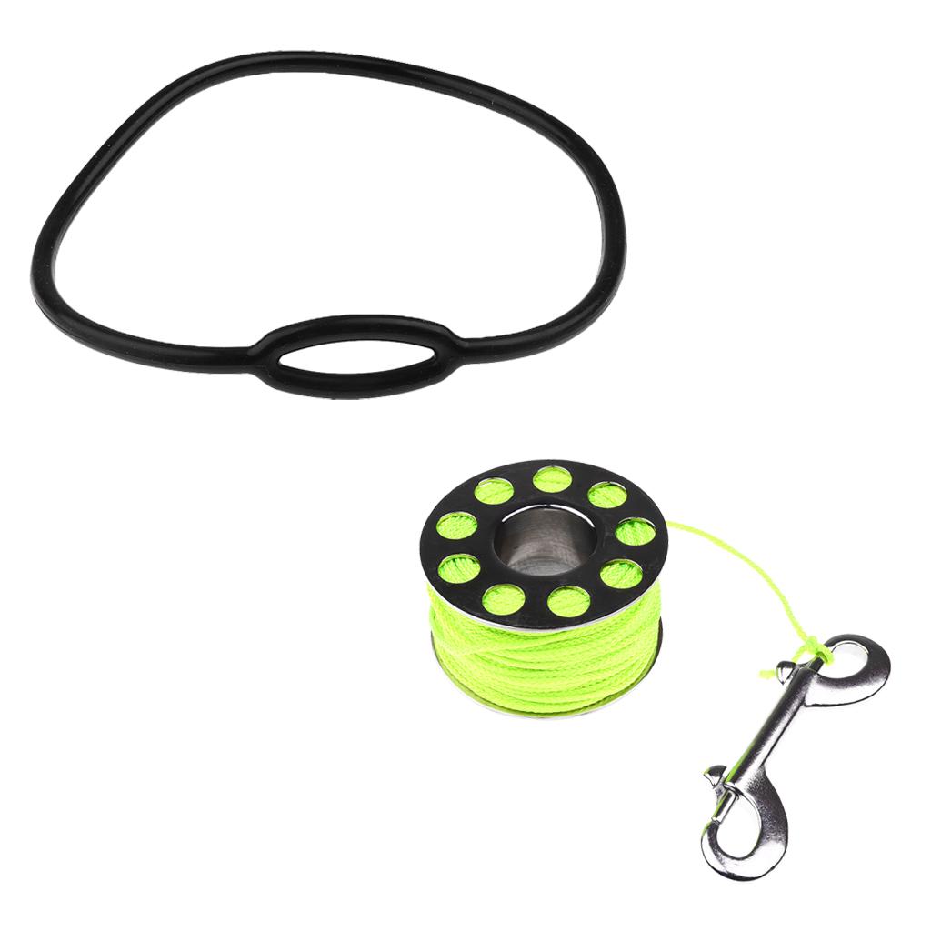 31m Line Scuba Spool Finger Reel with Bolt Snap + Diving Regulator Necklace