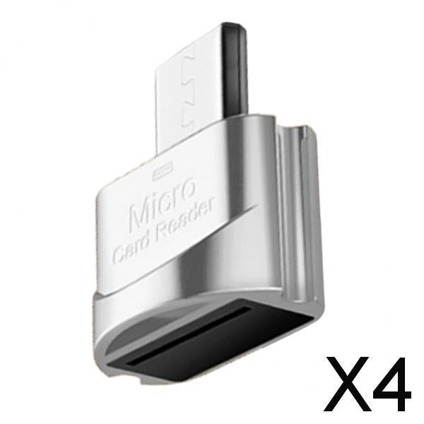4xPortable Micro USB Card Reader SD OTG Adapter Memory Card Reader Silver