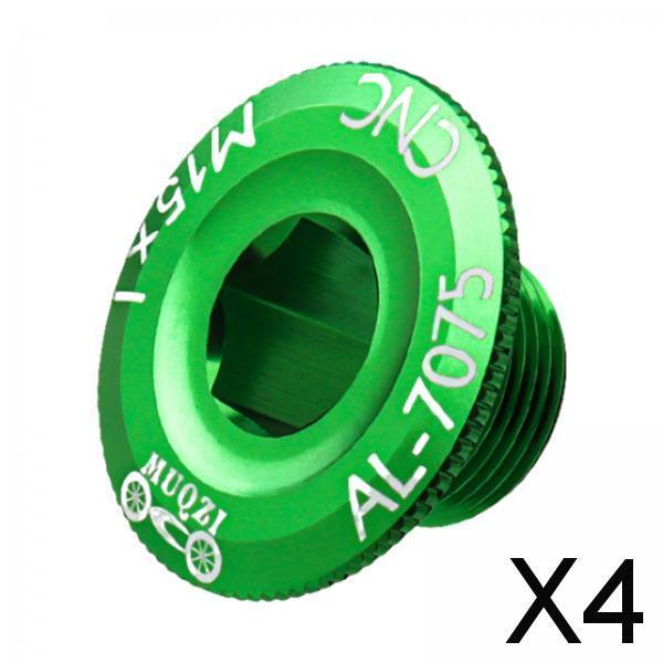 4xBicycle Crank Cover Aluminum Alloy Arm Bike Crankset Bolt for Road Bikes BMX Green