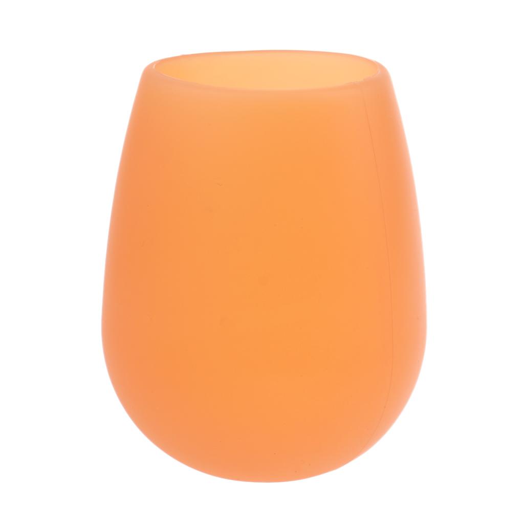 Unbreakable Silicone Red Wine Cup Glass for Party Camping BBQ Picnic Orange