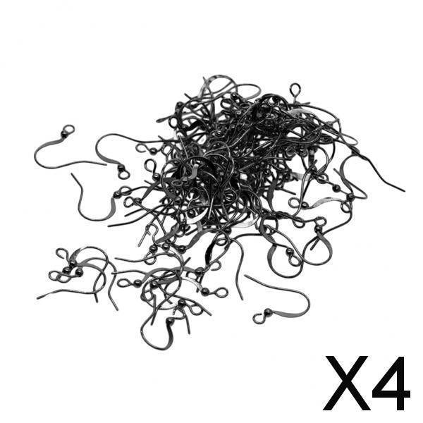 4x100Piece Brass Earring Hooks Fish Hook Ear Wires French Wire Hooks Black