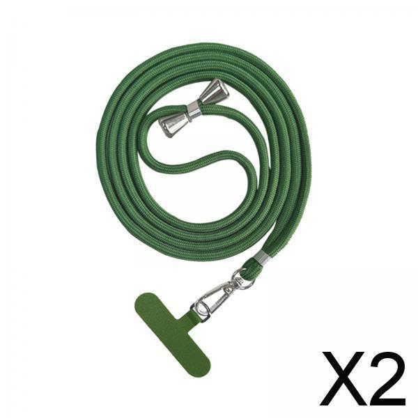 2xPhone Lanyard Crossbody Safety Tether Tab System for Hiking Climbing Cycling Grass Green
